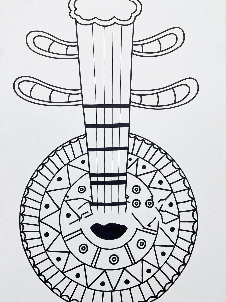 创意美术| 月琴 课程主题:《月琴》 作品类型:创意画 美术元素:造型