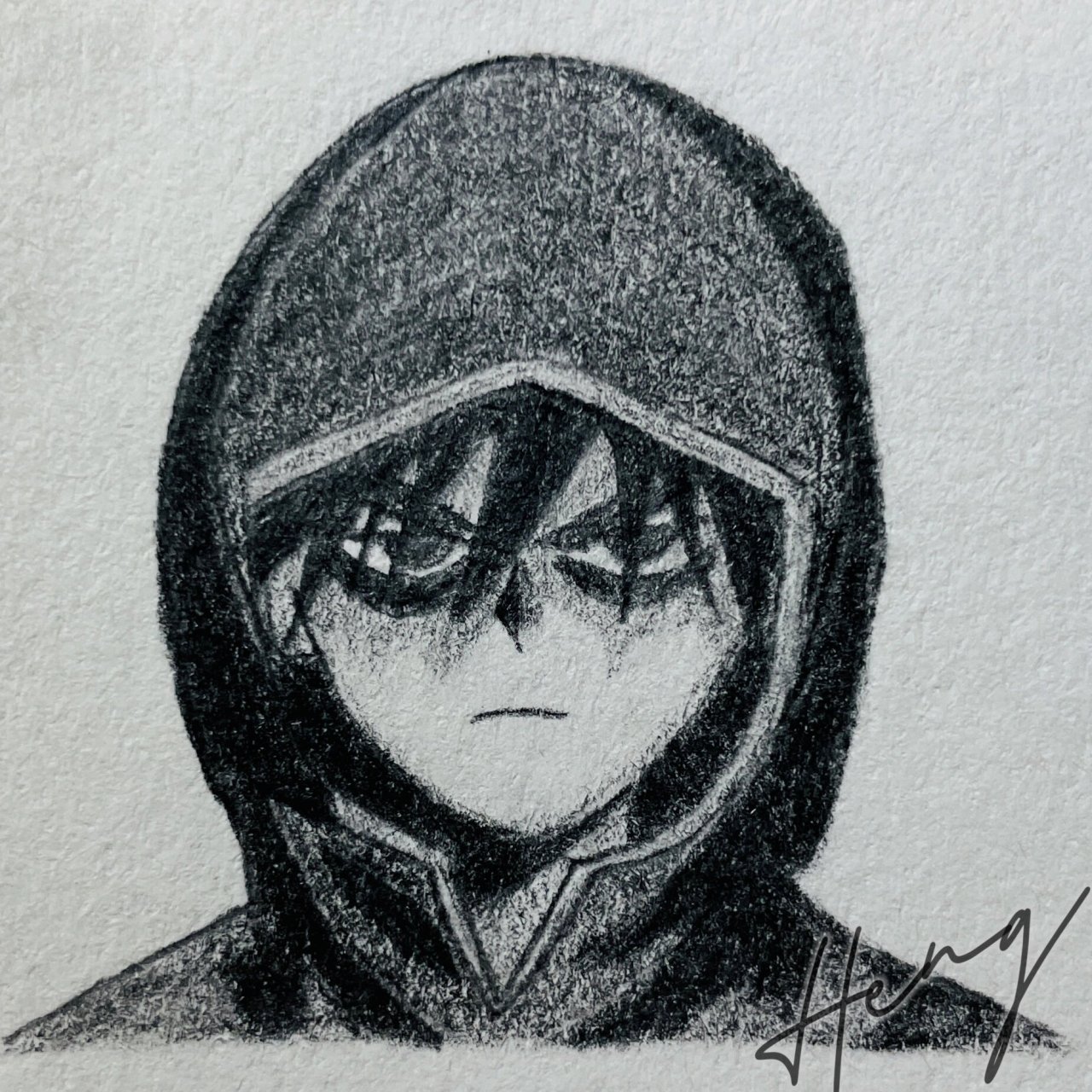 临摹|刺客柒 铅笔手绘临摹的大号刺客柒 不会画画,画面有点灰暗