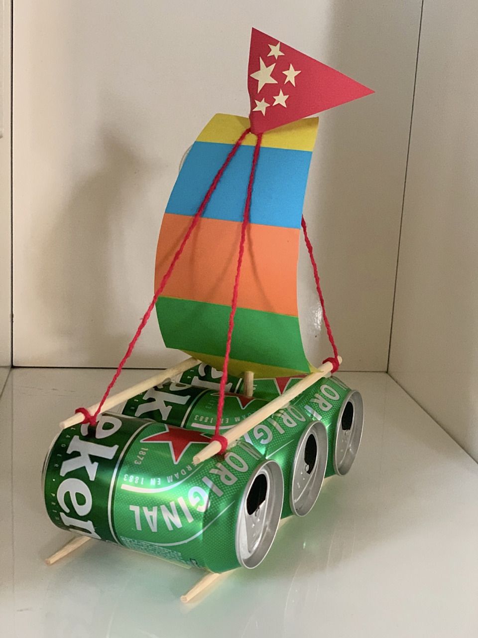 手工立体船08 幼儿园手工作业立体船08变废为宝07