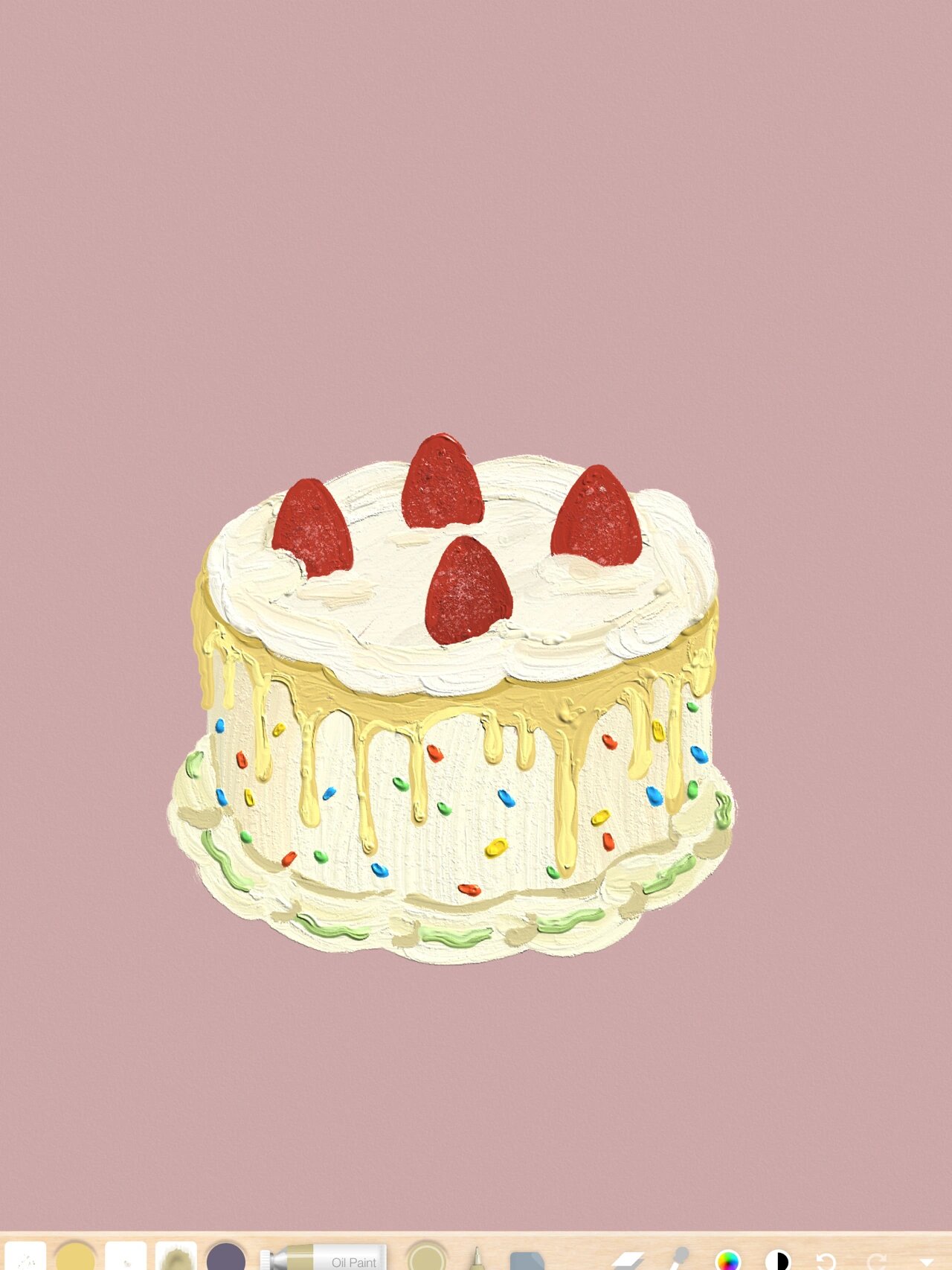 ipad绘画/🎨手绘复古奶油蛋糕🍰 附教程 草莓蛋糕🍰yyds 手绘
