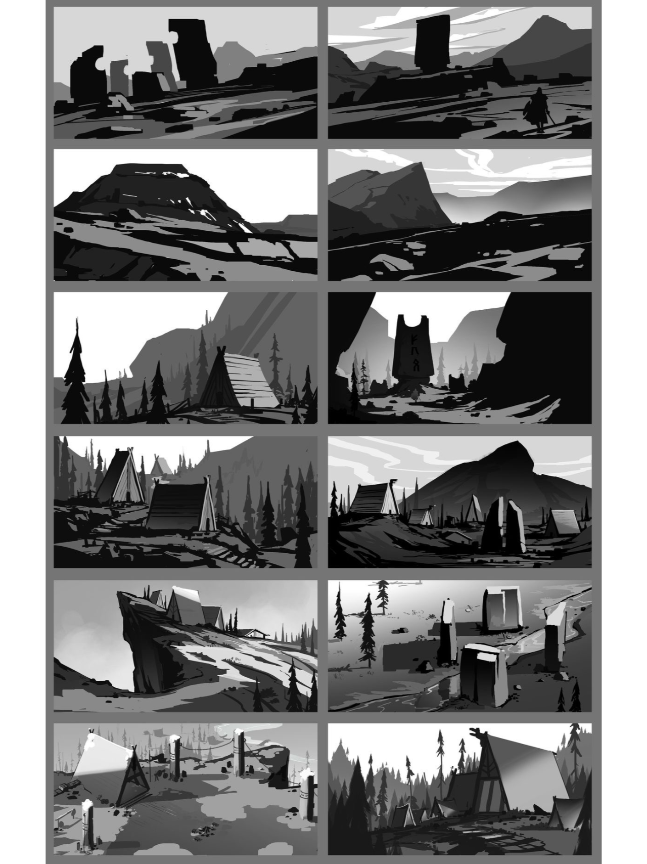 干货合集 | 动漫场景构图与搭建(黑白稿) 个人场景练习从最基础的黑白