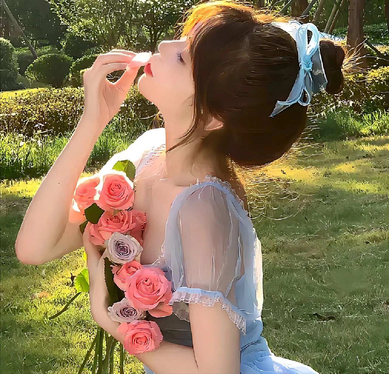 手捧鲜花的神仙女头