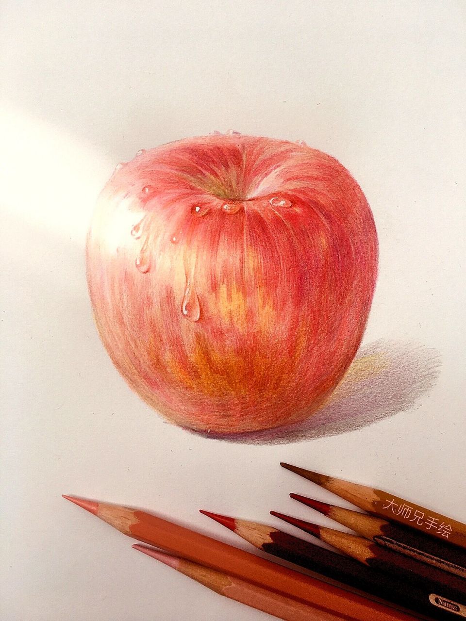 绘画基础入门教程 苹果 步骤分享 彩铅基础步骤分享.