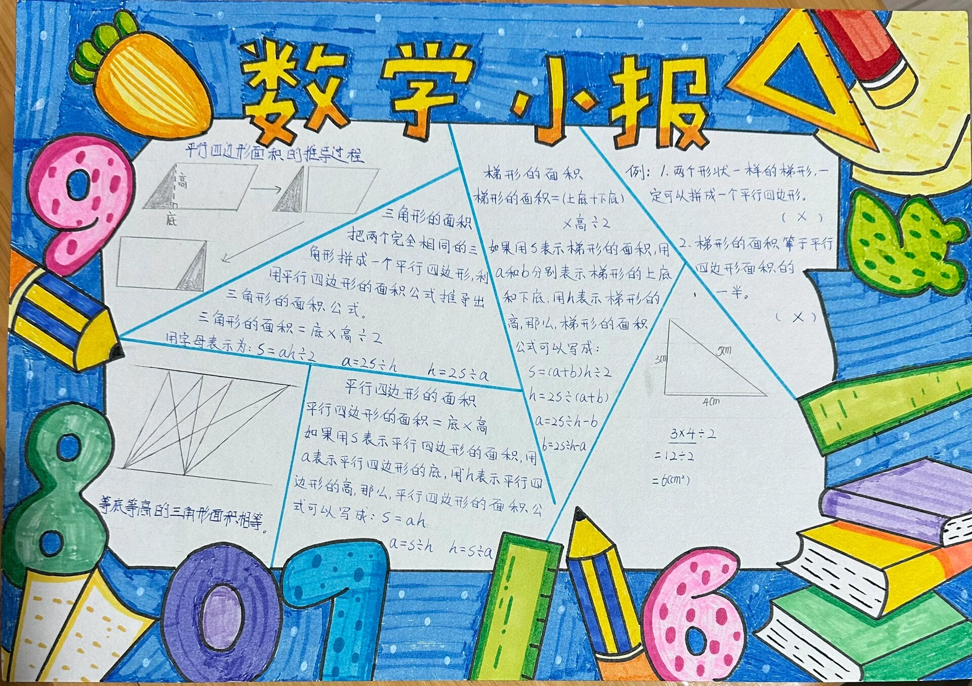 五年级上册数学第四单元手抄报