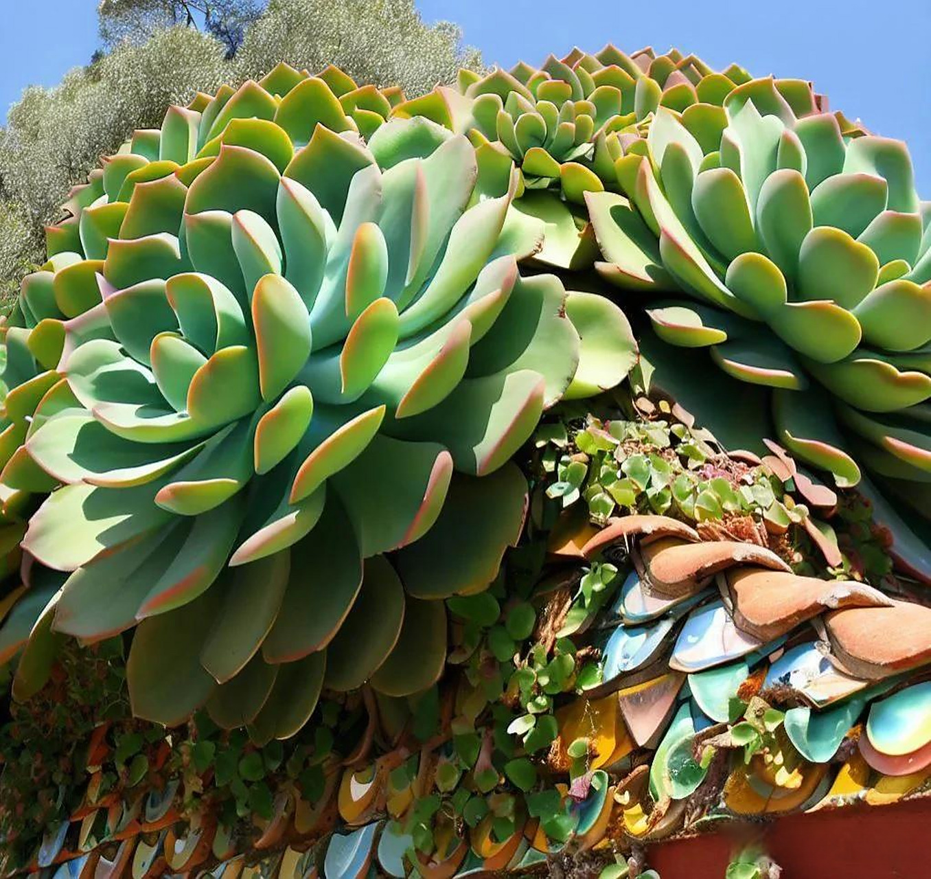 你见过屋檐上长着巨型的多肉植物吗?