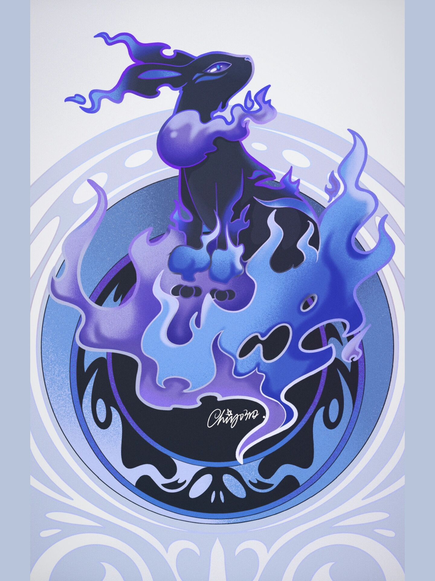 宝可梦同人|鬼伊布 属性:幽灵 图鉴:残破的身躯,不相连的脚与腿都是他