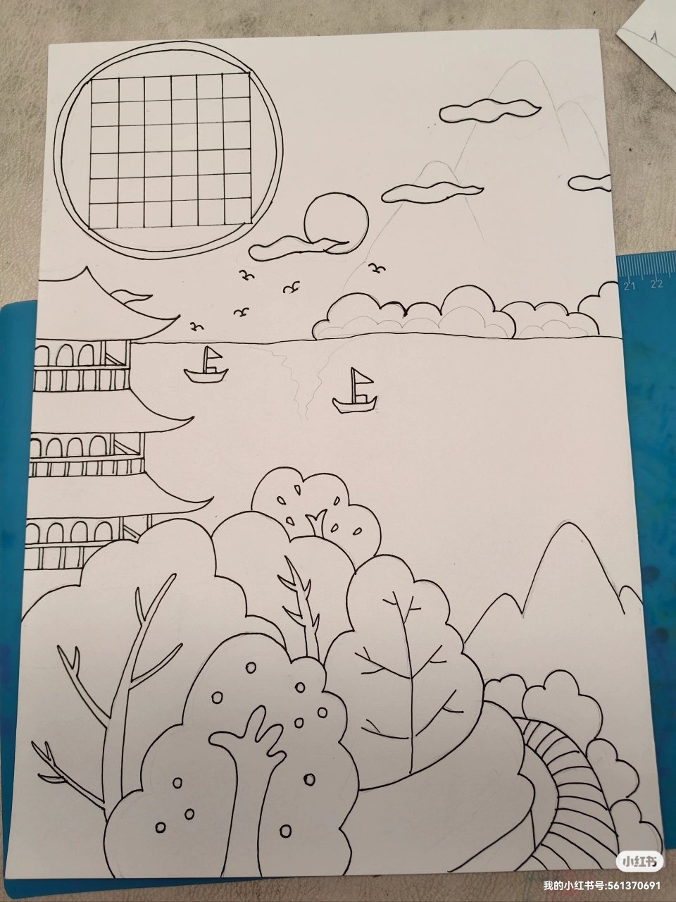 《登鹳雀楼》诗配画  不想运动也不想出声时,画画是最好的情绪出口