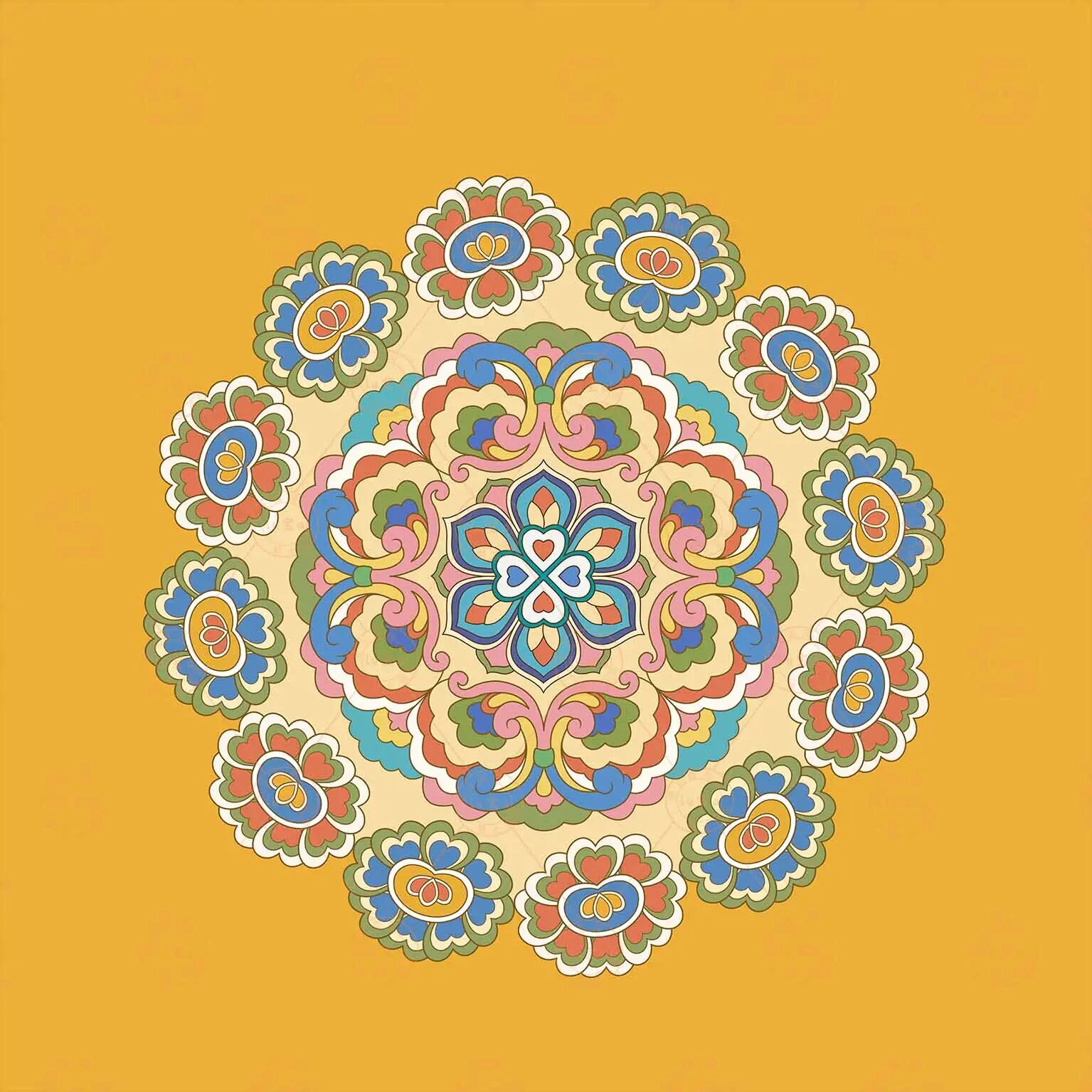 62期 印花图案设计敦煌藻井花纹新中式纹样