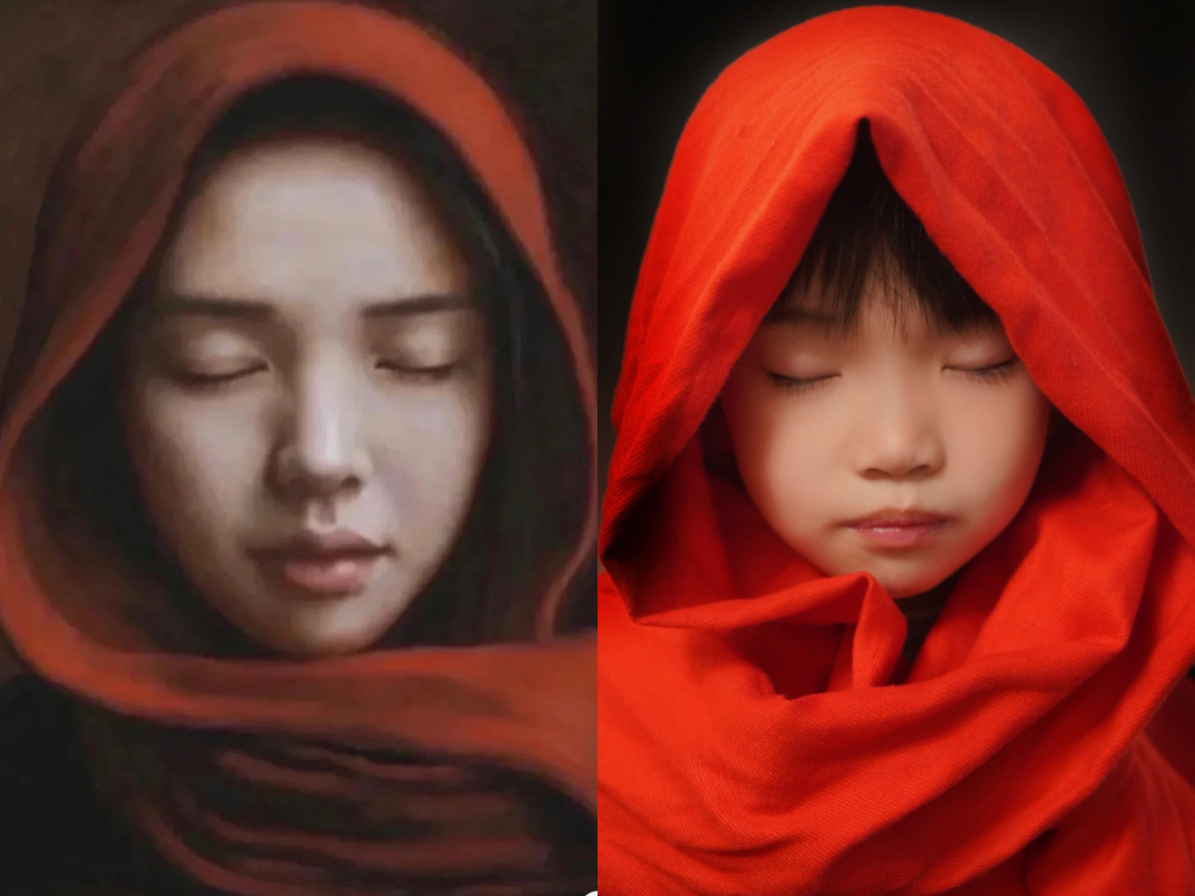 世界名画儿童模仿秀之《戴红围巾的女孩》 五分钟搞定模仿秀,超级简单