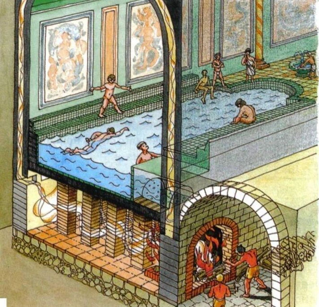 大多数的古罗马城市里都有至少一个公共浴场,有时不止一个.