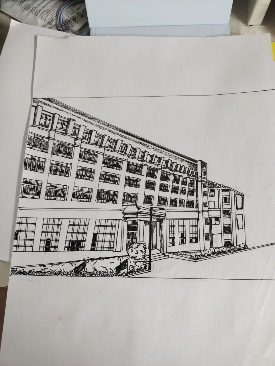 校园风景画 尝试画风景画的第1天.