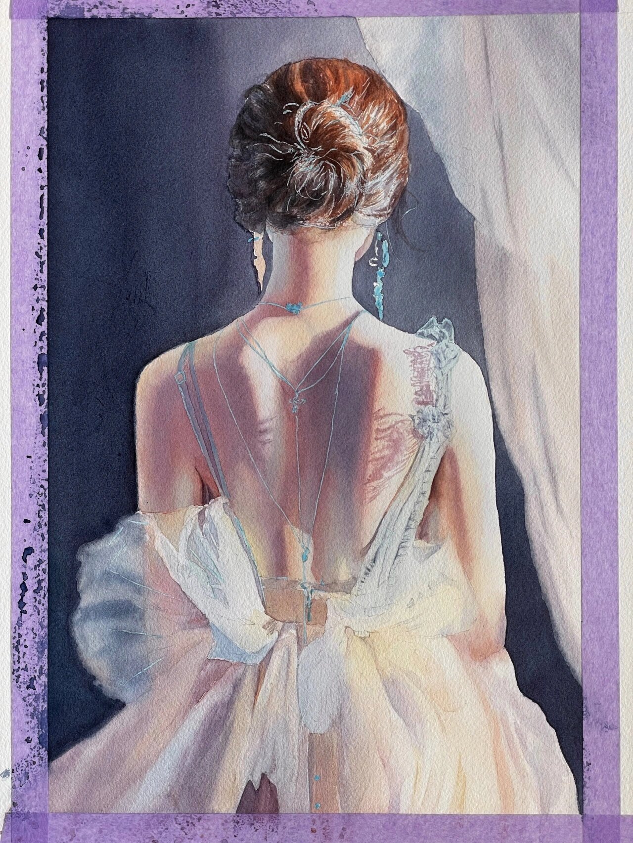 水彩人物 | 毕业作品『背影』 纸:阿诗中粗8k 笔:neef圆头笔,竹羽堂