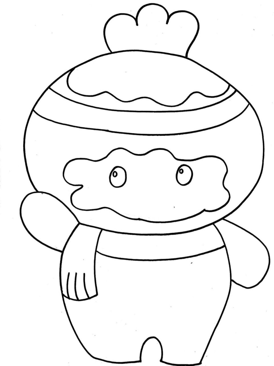 儿童简笔画雪融融 一学就会的雪容融 附步骤图 材料:素描纸,勾线笔