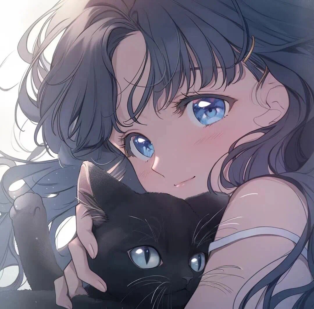 情头|卡通情侣头像抱猫小众动漫头像 人生的出场顺序很重要, 我来得晚