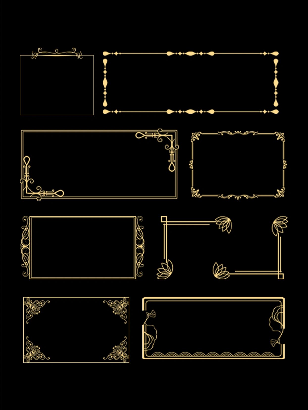 简约风标题框素材|中式边框|金色欧式装饰框