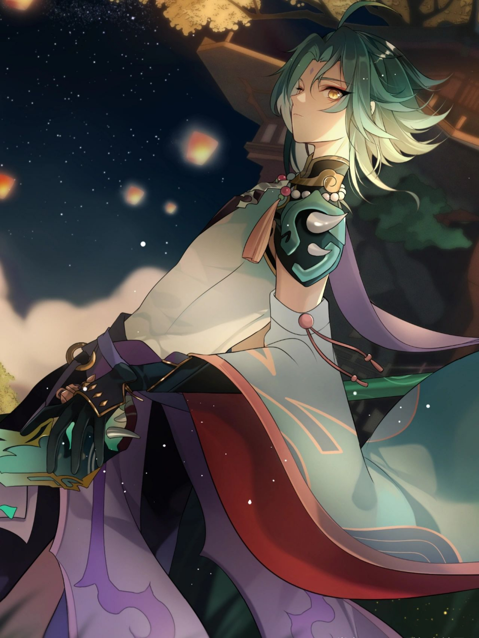 原神高清壁纸:魈 有点妖孽惹 全是高清大图,这里放不全 画师即水印,侵