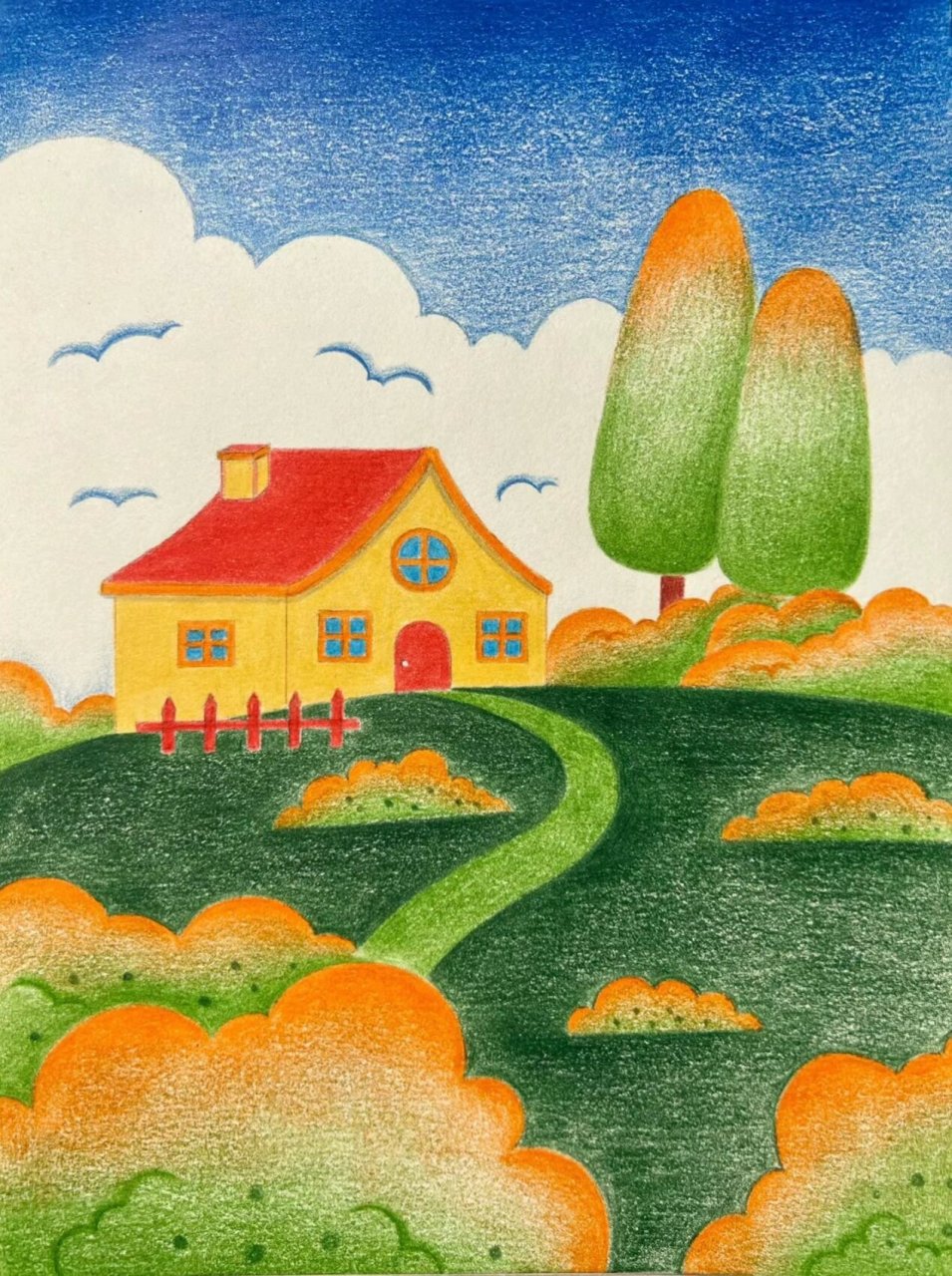 小房子92彩铅简笔画 临摹