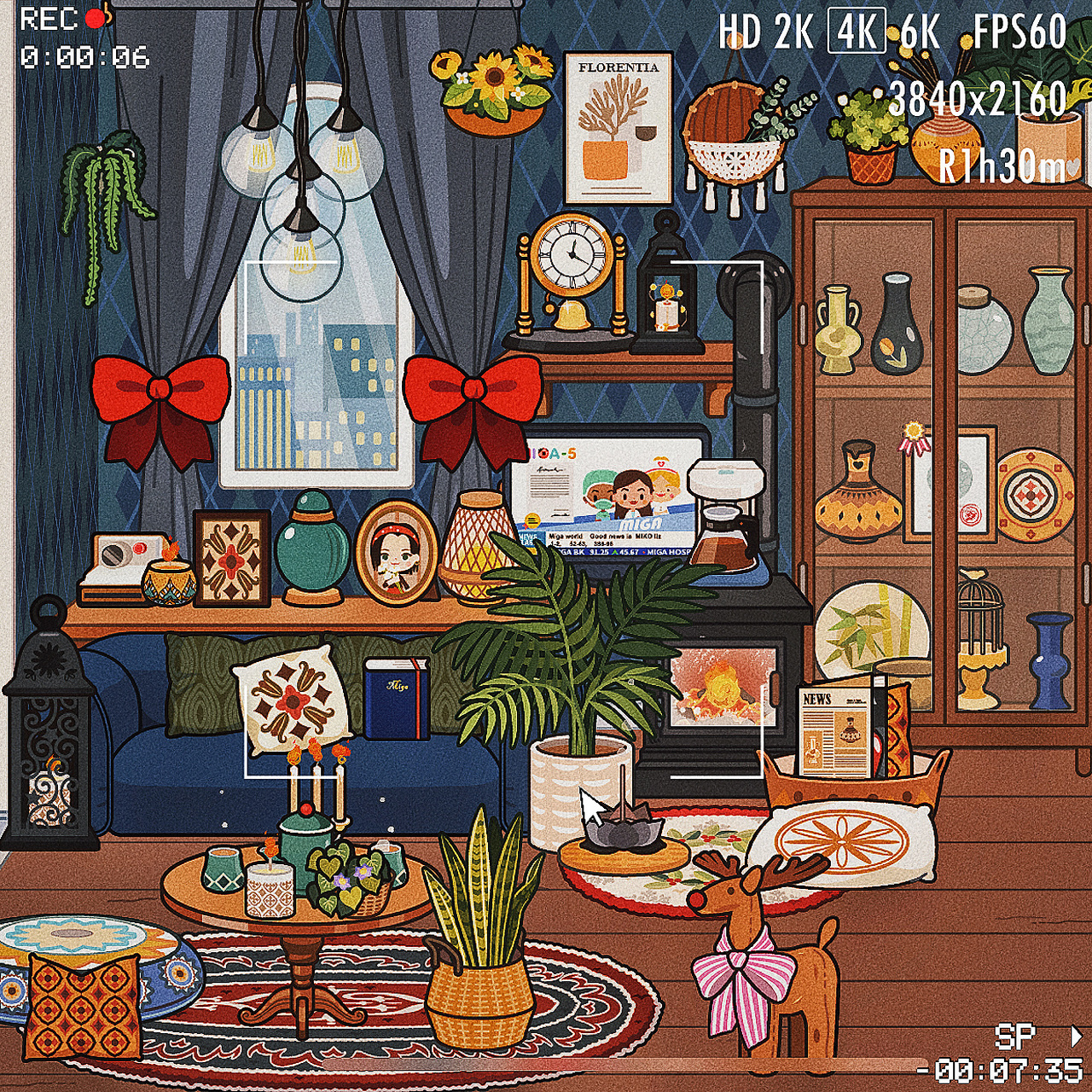 米加小镇|自建房「复古小屋92」 复古风的客厅和看起来挺高级的卫生