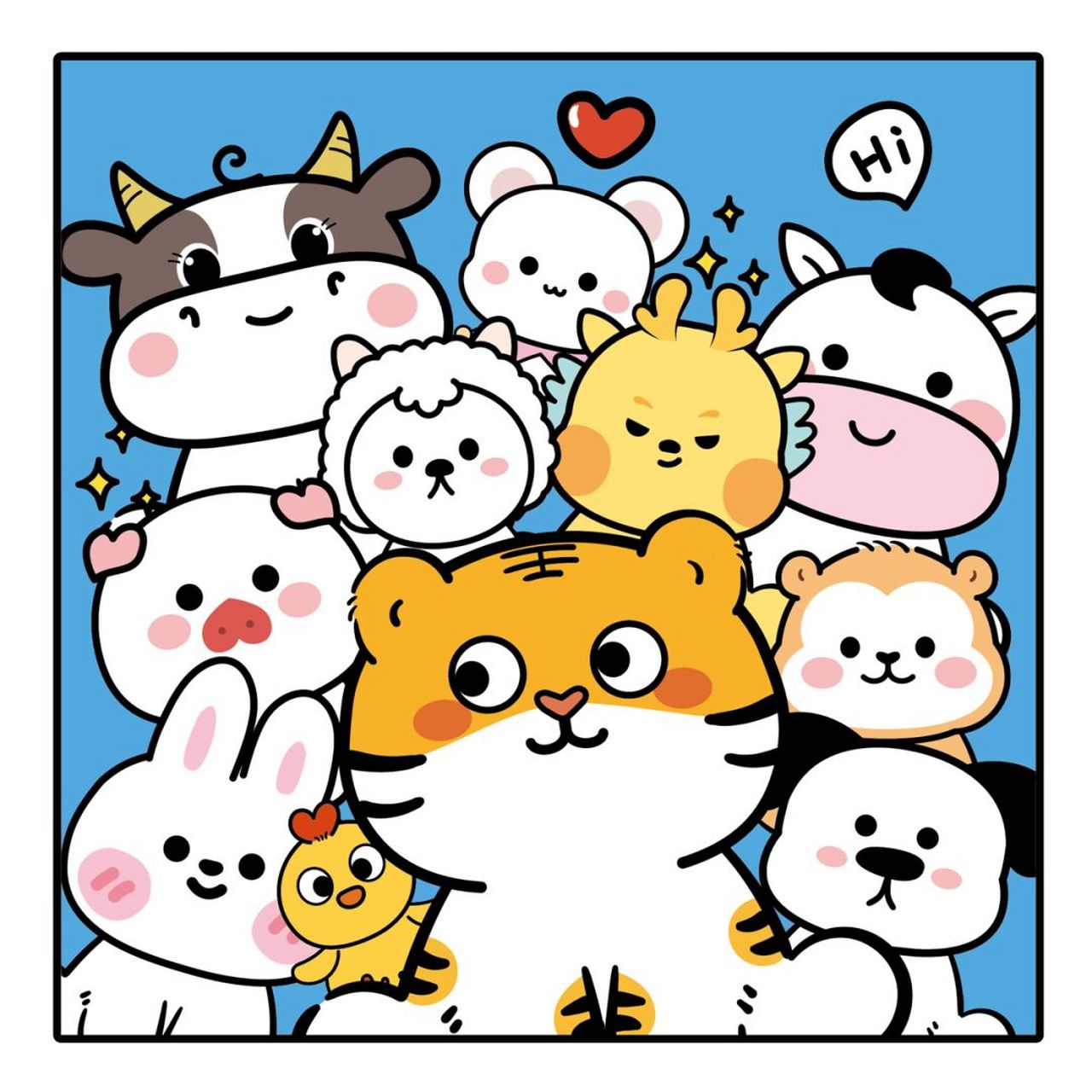 萌萌星球ip系列十二生肖 萌萌星球ip卡通形象吉祥物表情包 元气满满