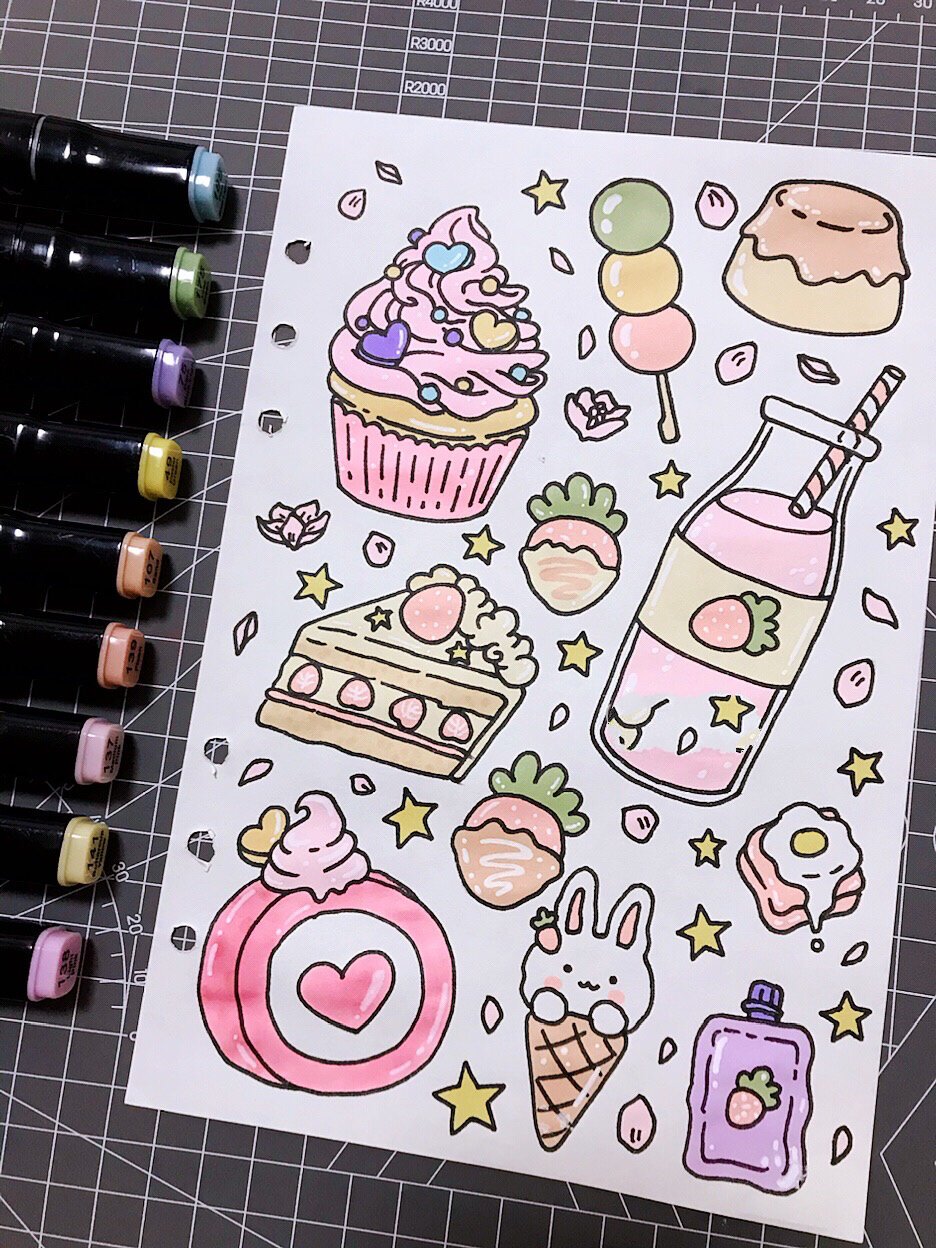 94樱花甜品系列【可爱简笔画|手帐插图贴纸