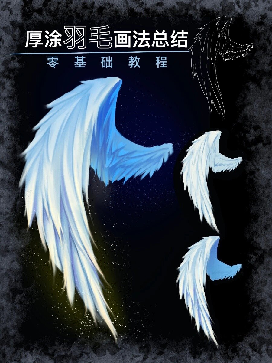羽毛翅膀绘画教程 零基础 绘画总结