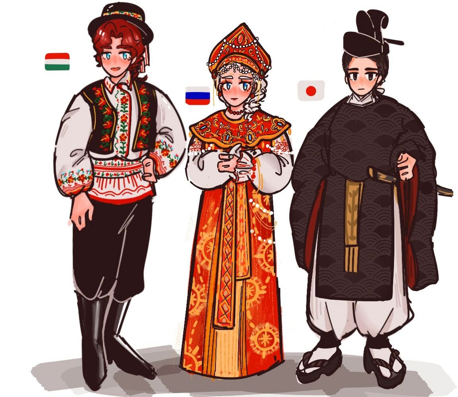 画点传统服饰 啊啊匈牙利的刺绣真的好漂亮,想画很久了 9396和