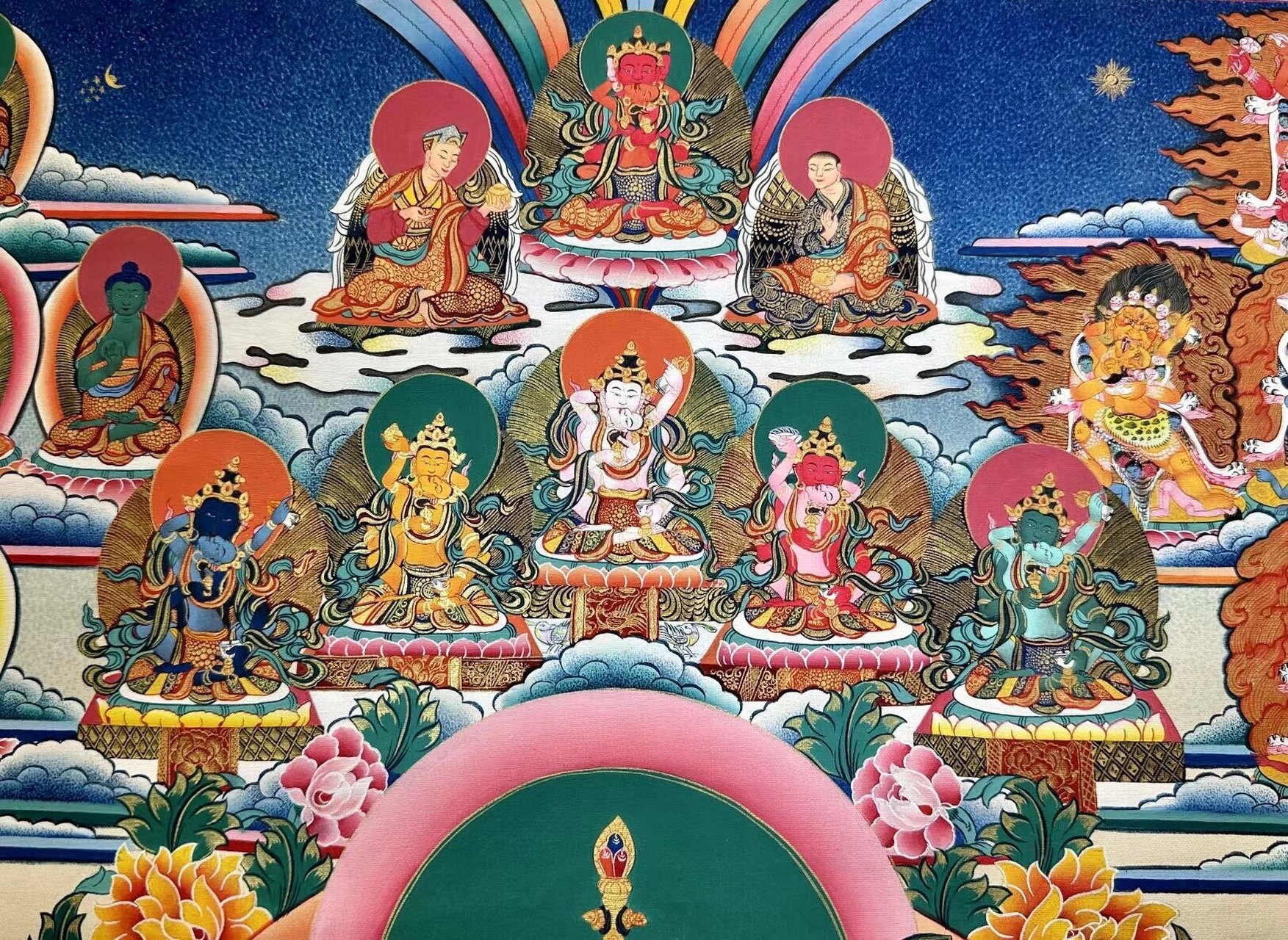 唐卡赏析 二十年中古唐卡——大悲胜海红观音 86×62厘米(画芯77×54)