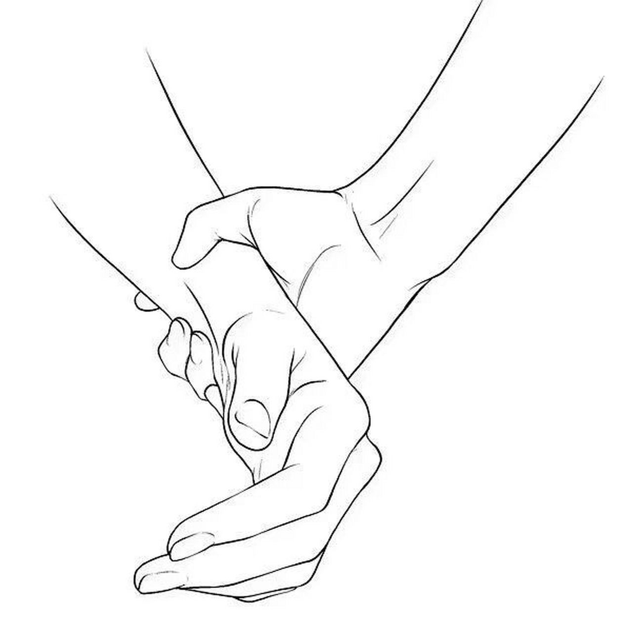 牵手漫画线稿素材