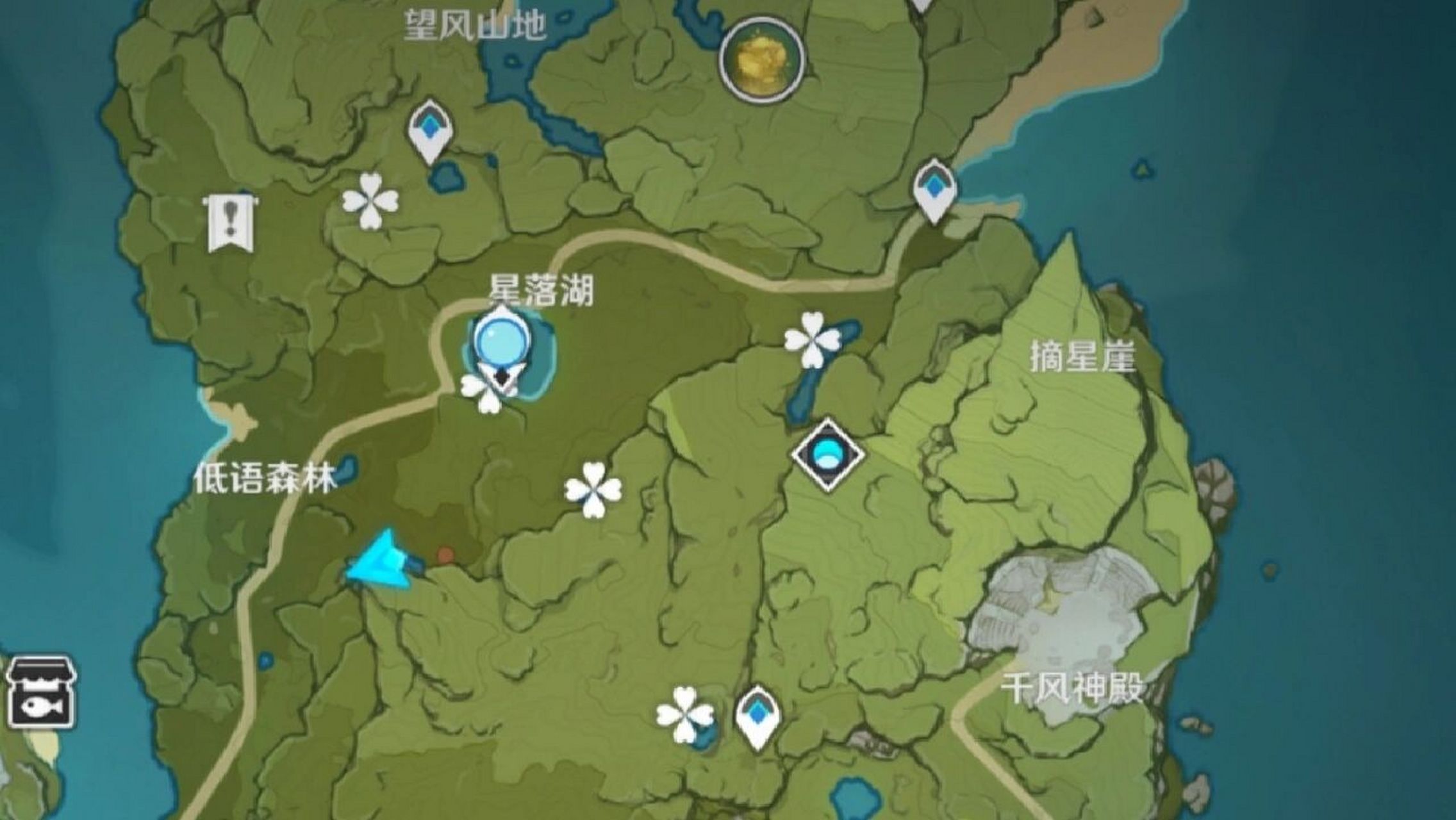 原神嘟嘟莲采集 原神 主要集中于清泉镇传送点湖边一圈,p2四叶草标记