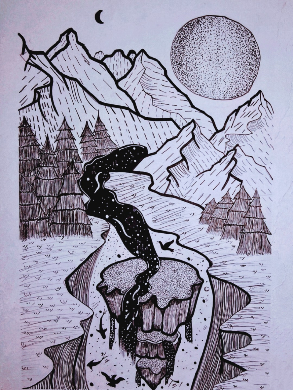 黑白装饰画——梦境 黑白装饰画是以黑,白对比为造型手段   画面主题