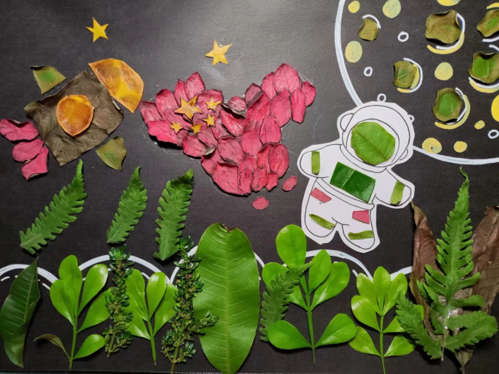 树叶画 宇航员主题