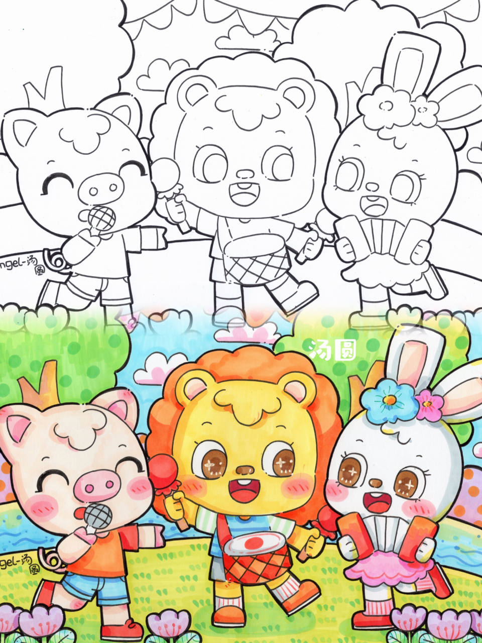 原创森林音乐会/线描画 今天的直播图772张春天黑白线描主题画(放