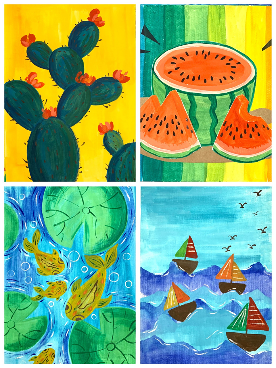 简单水粉画范画合集 儿童水粉画的备课日常.