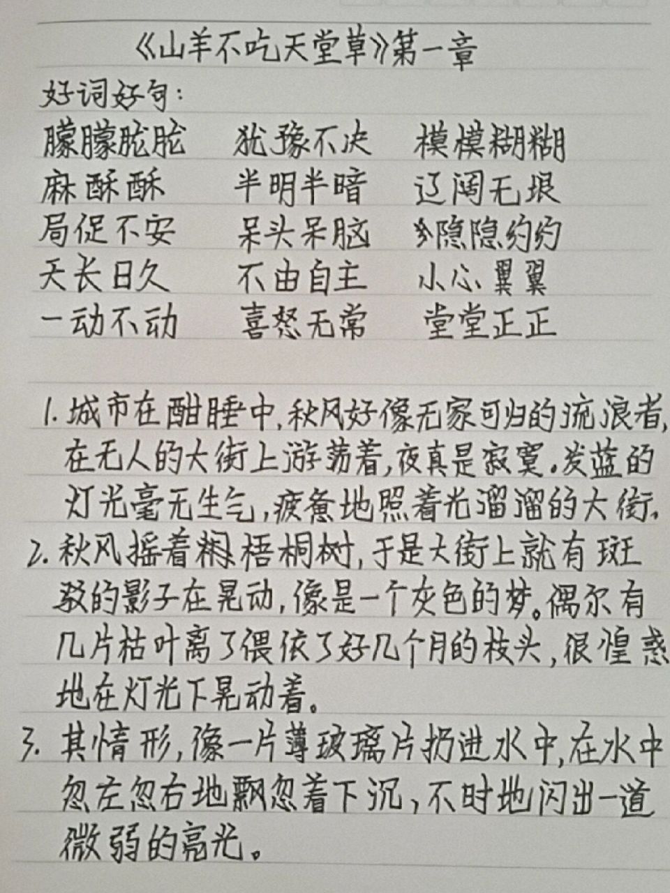 《山羊不吃天堂草》好词好句 字丑别喷