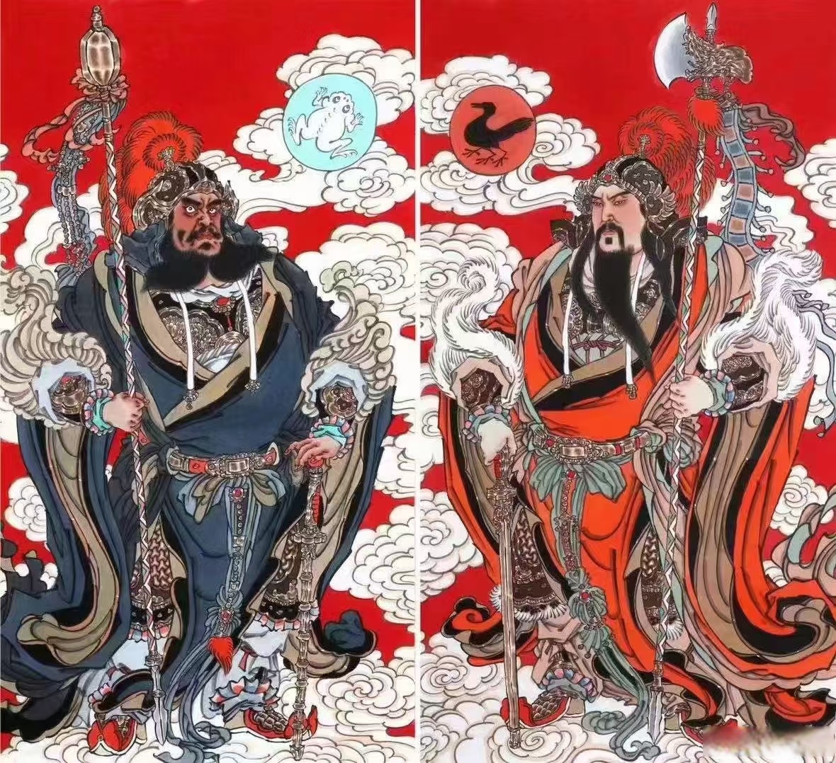 杨航彪门神一对秦叔宝尉迟恭#艺术#国画