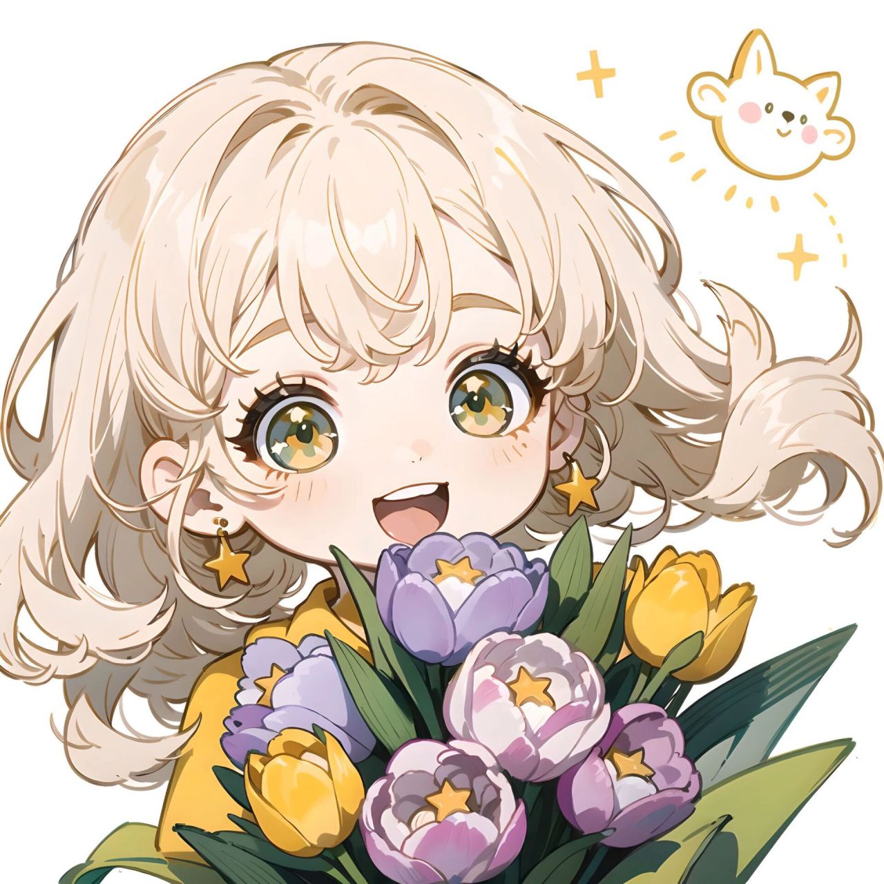 可爱女生头像抱花系列之黄郁金香