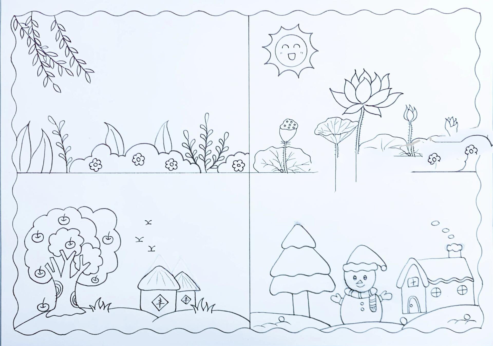 春夏秋冬四季绘画手抄报