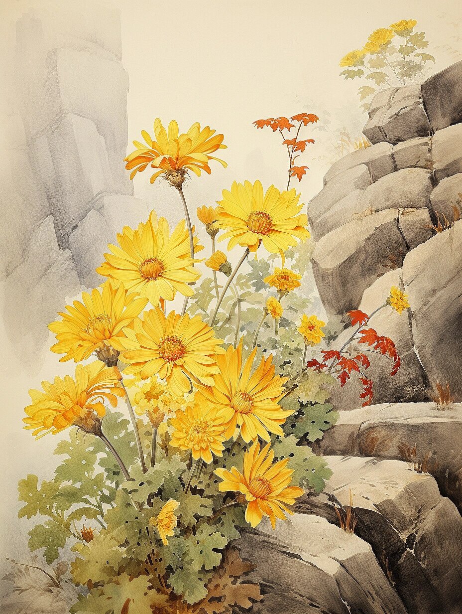 绘画素材1000更356: 国画风秋菊图