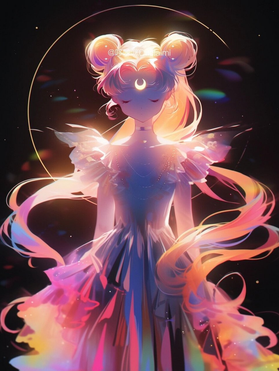 炫彩壁纸🌈七彩光影美少女战士月野兔动漫插