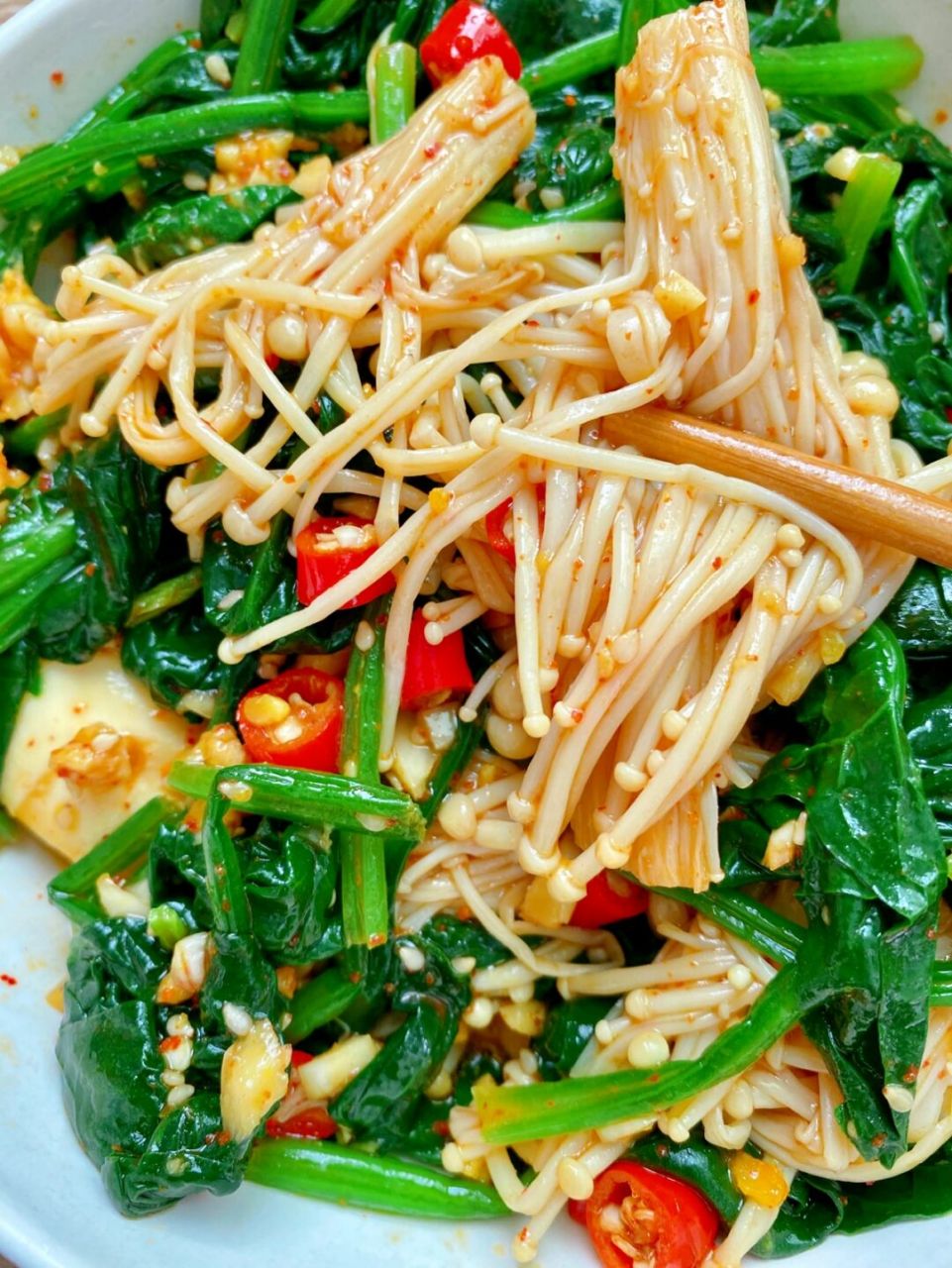 7373 哪个减肥的集美不爱这道菜呢 凉拌菠菜金针菇简直是减肥餐中