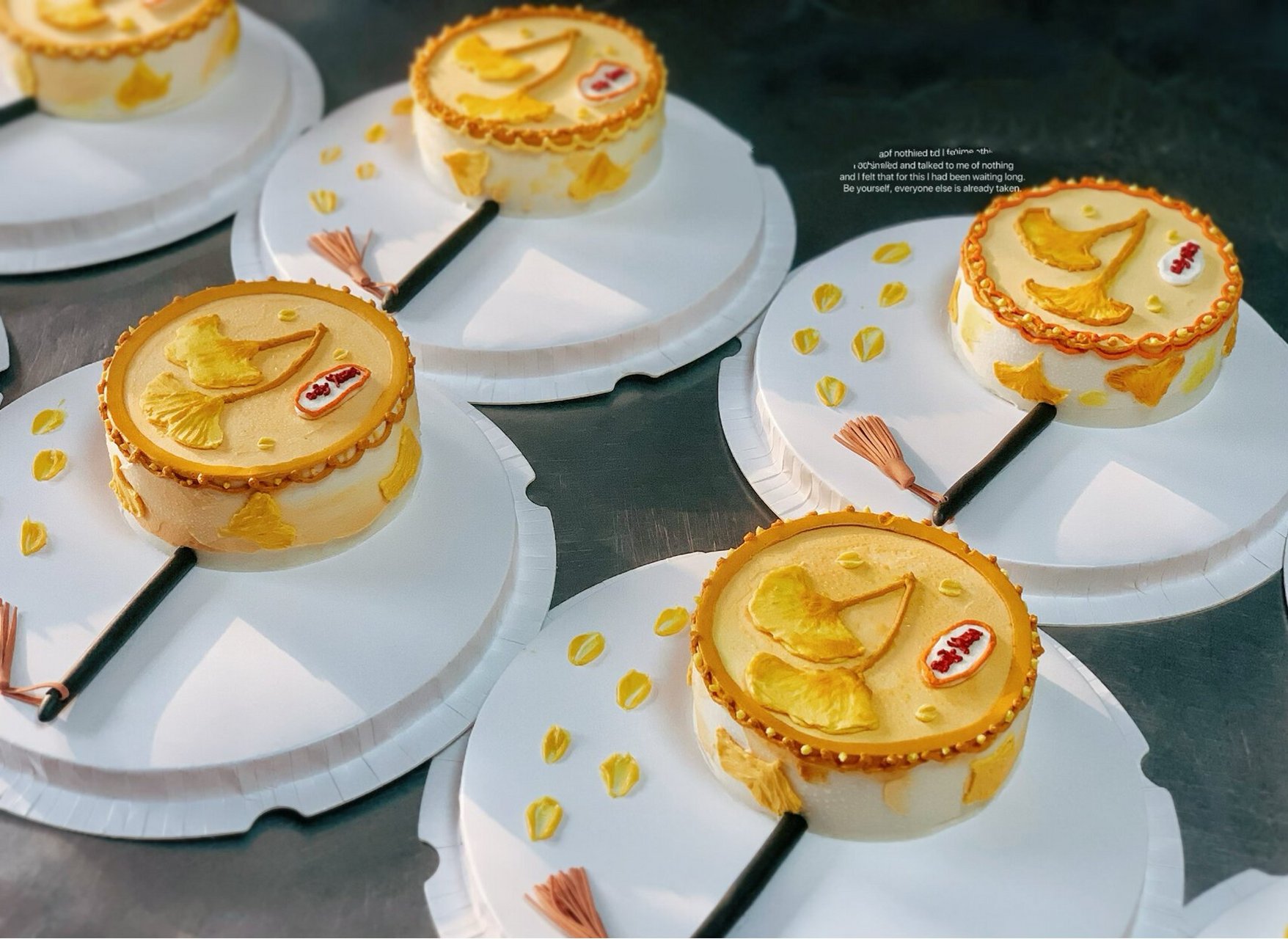 北京创意蛋糕定制 国风扇子蛋糕银杏叶蛋糕   代加工  供货