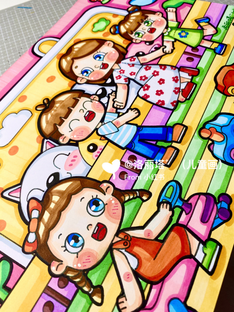 原创幼教考编主题画 校园主题《幸福幼儿园》 课题与《我爱我的幼儿园