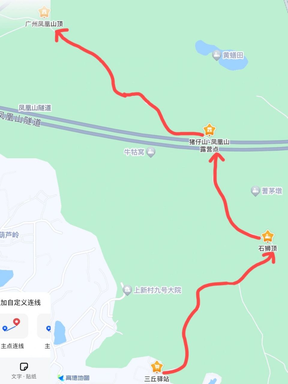 深圳凤凰山徒步路线图图片