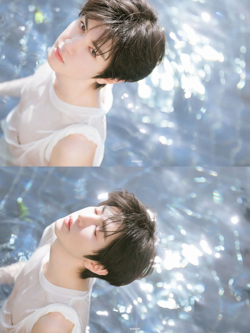 陈哲远泳池湿发大片 小远一键提前进入夏天啦!调了一个不一样的风格!