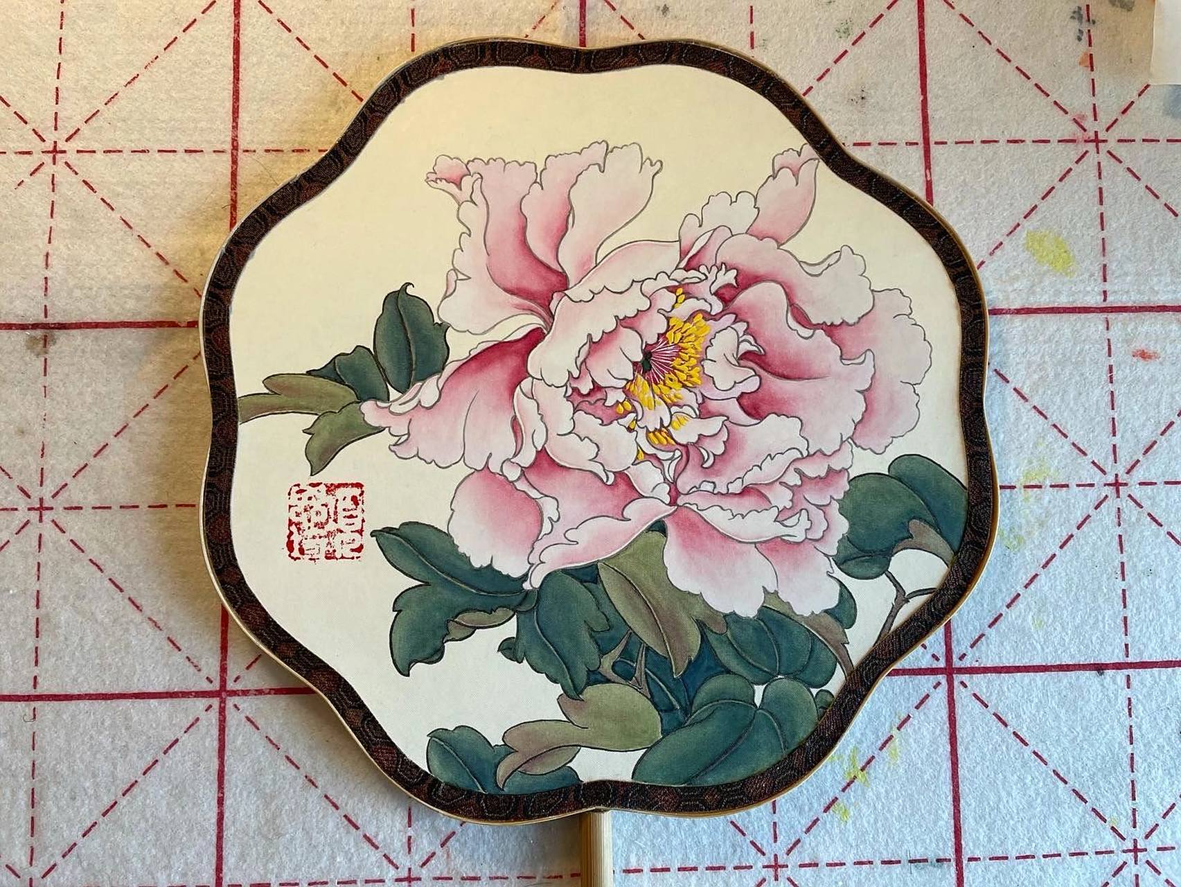 【临摹】工笔画牡丹 团扇 (含教程) 2021.09.