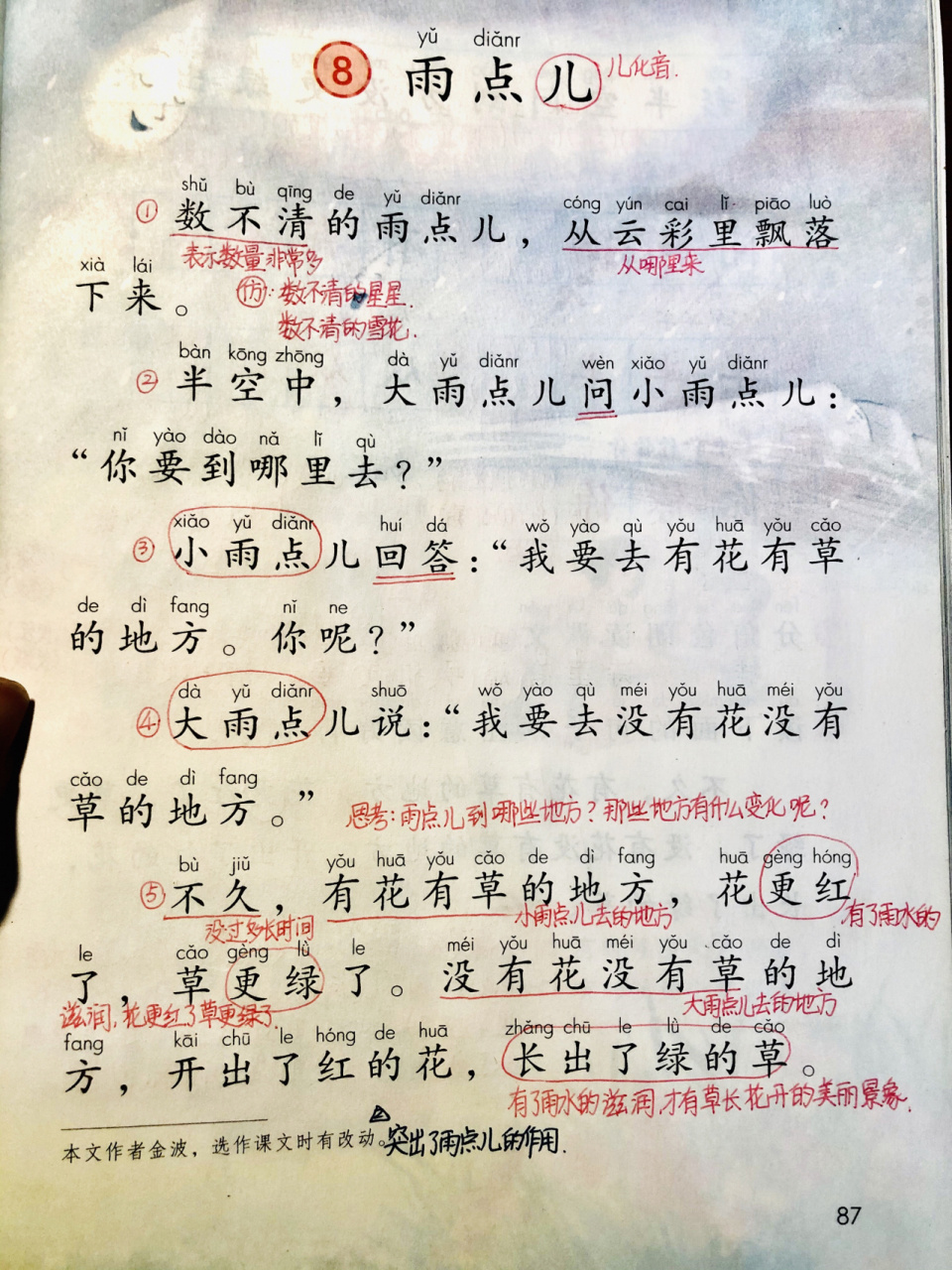 雨点儿一年级生字图片