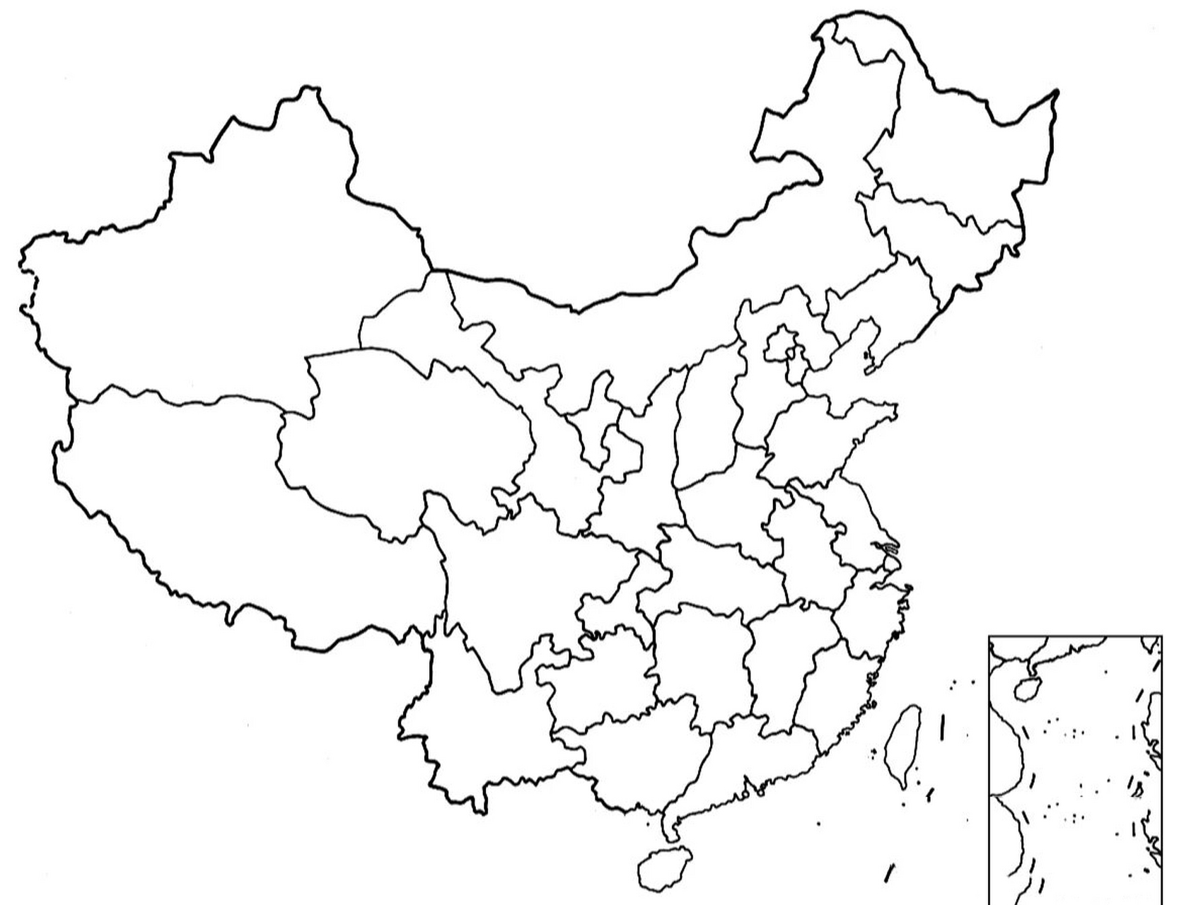 中国地理基础图填写图片
