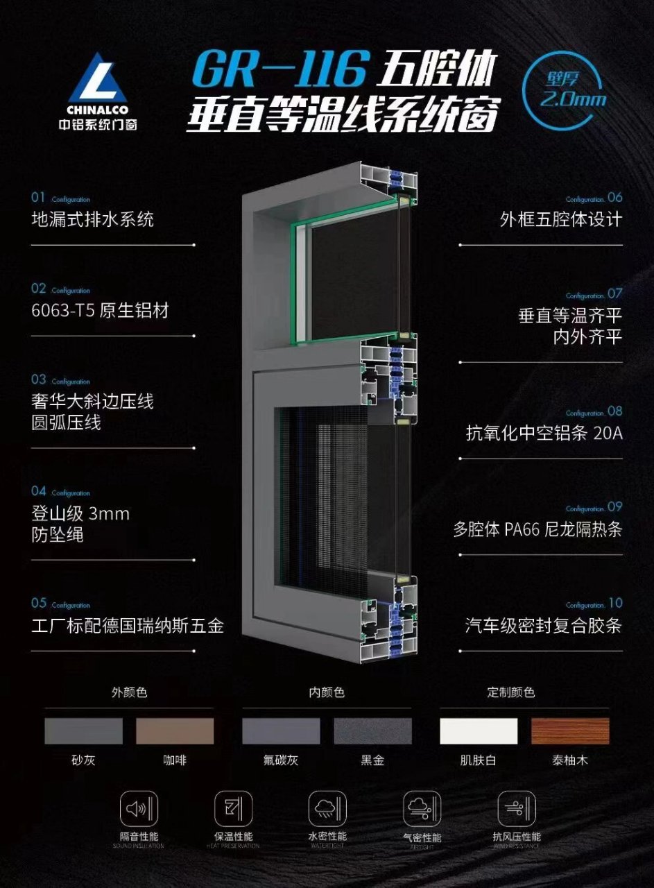 中国铝业 中铝铝材 阳台封窗 选中铝门窗 价格实惠 品质保证 天花板