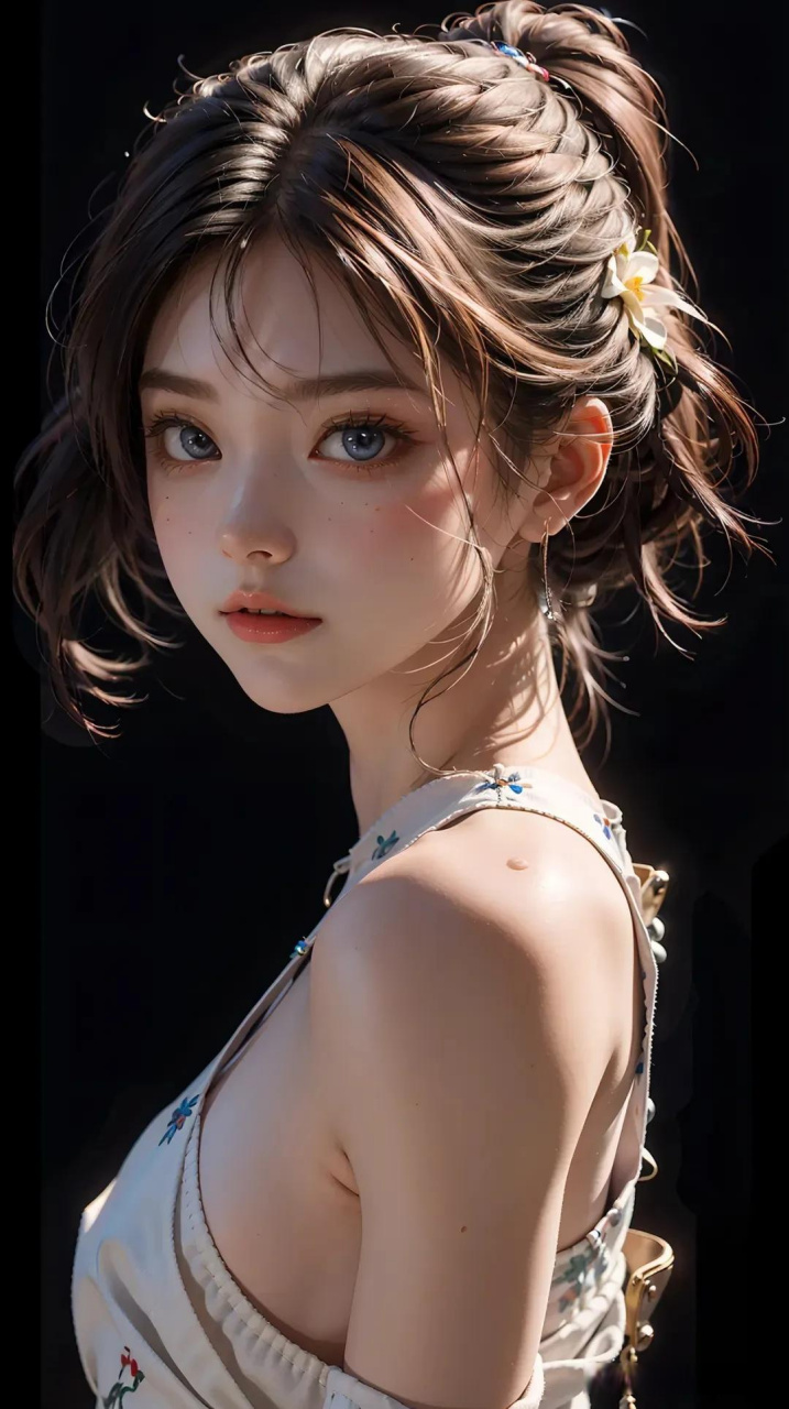 ai白色衬衫短发美少女