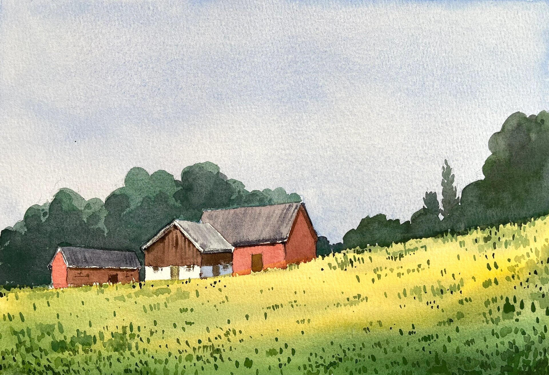 超简单水彩风景(有原图有过程)